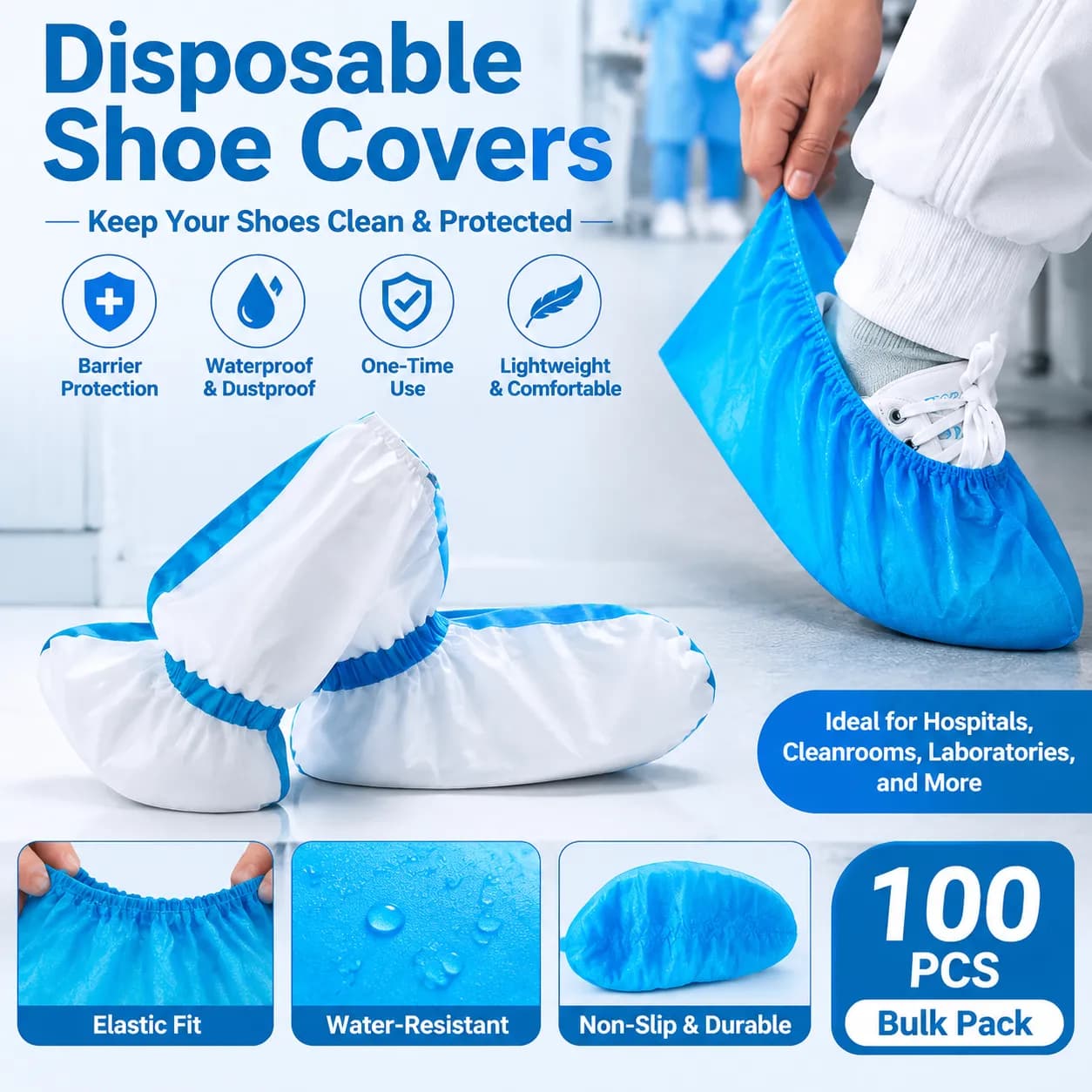 Disposable Waterproof Shoe Covers – PE & Non-Woven, Unisex, Long & Short Styles