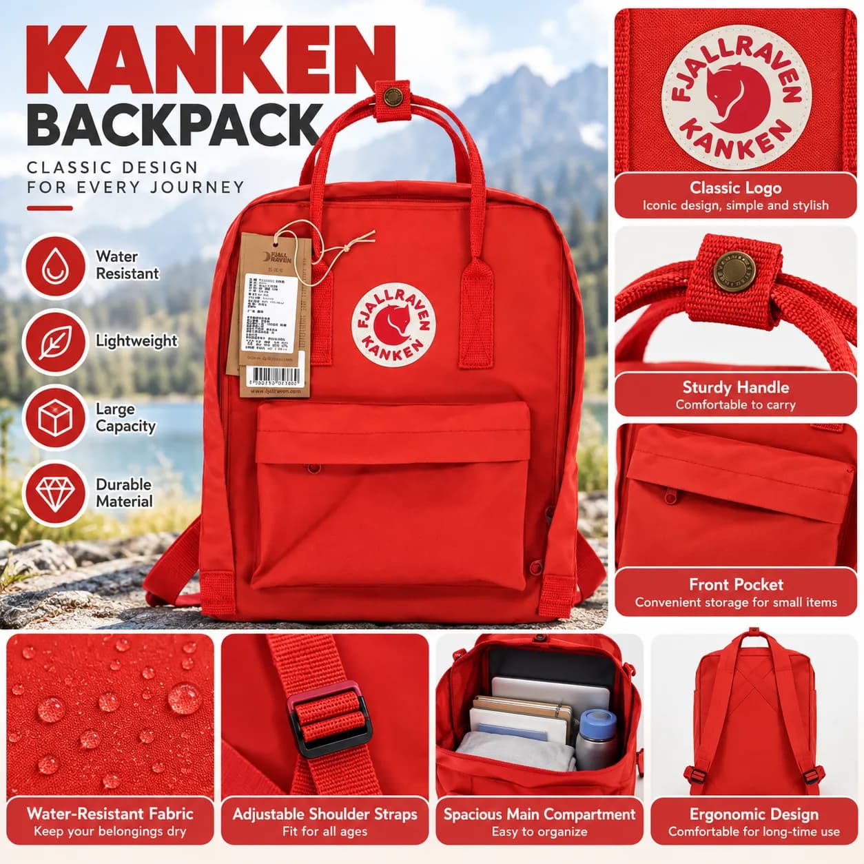 Water-Resistant Nylon Travel Duffel Bag with Laptop Sleeve