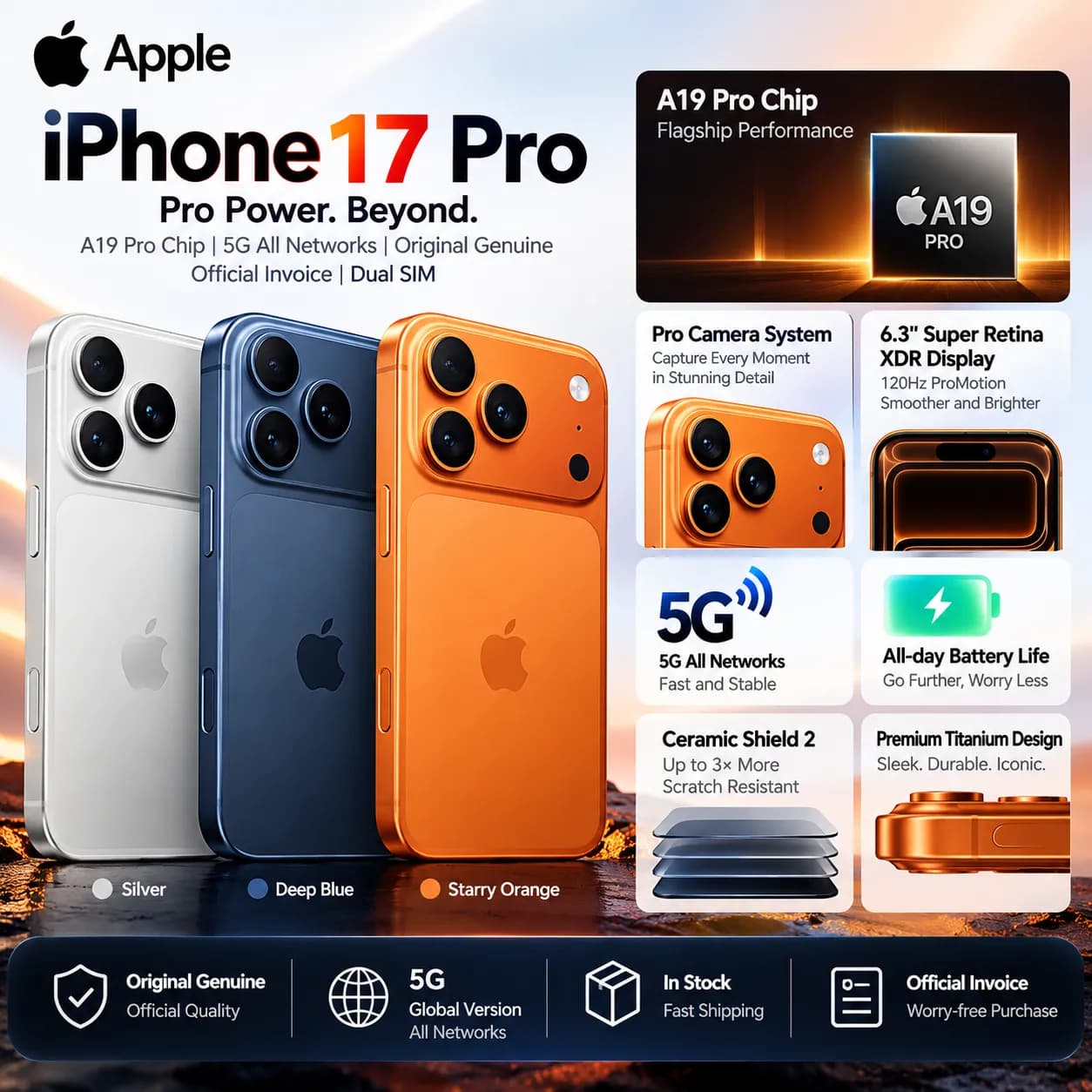 iphone 17 pro 5G Smartphone Pro Series – 256GB to 2TB, Unlocked, Multiple Colors