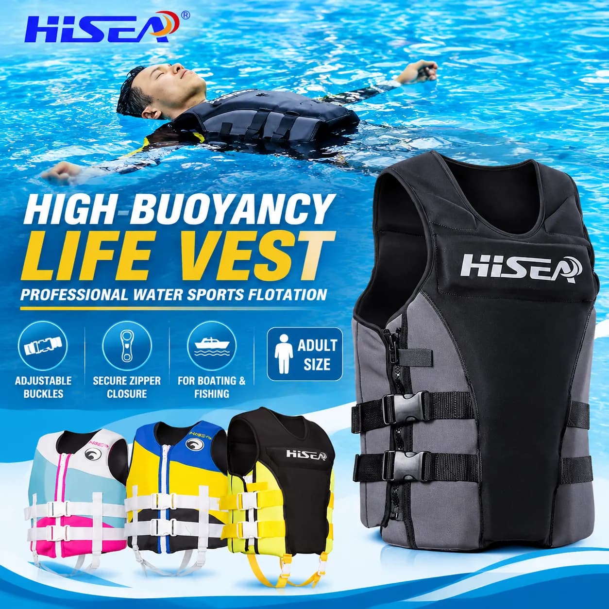 Adult High-Buoyancy Life Jacket Vest with CE Certification