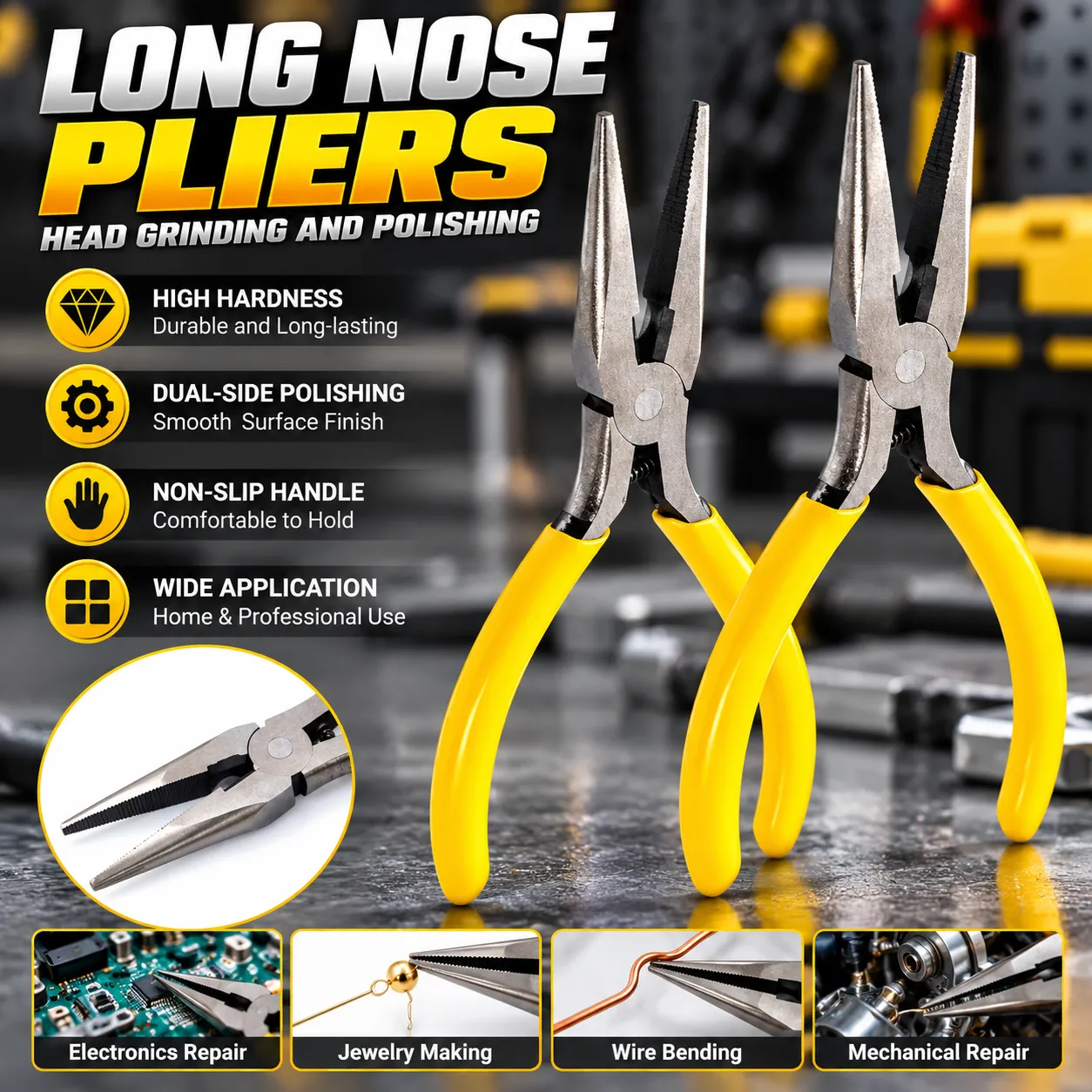 4.5-Inch Precision Needle-Nose Pliers with Non-Slip Grip