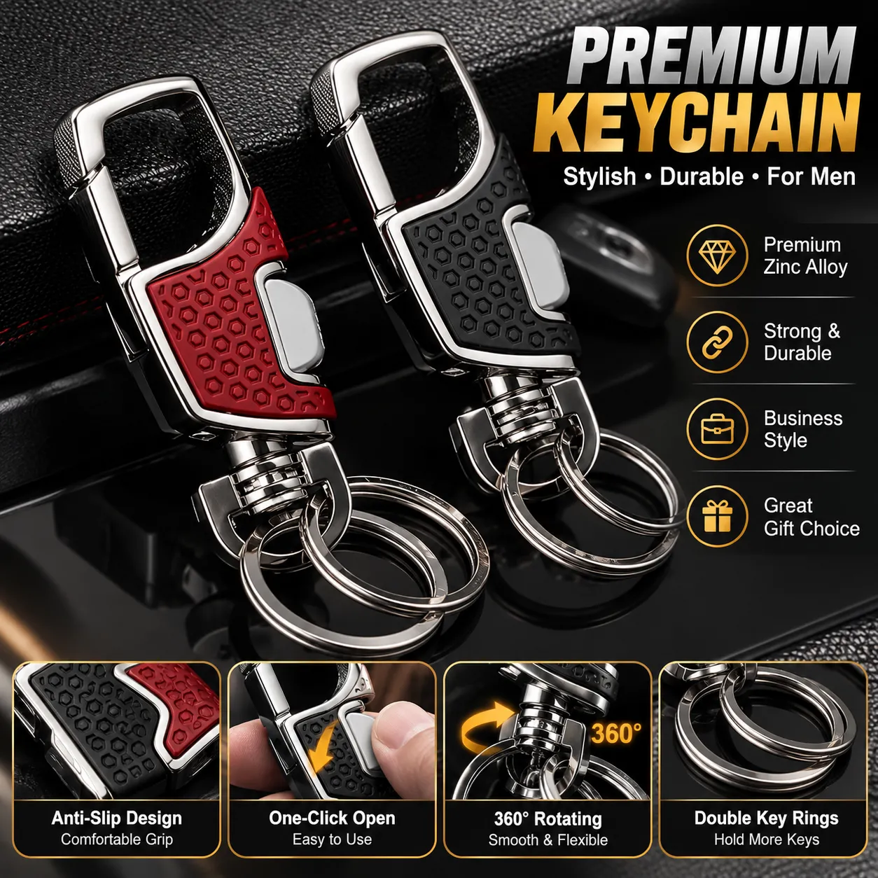 Premium Zinc Alloy Keychain – Light Luxury Design for Gifts & Promotions