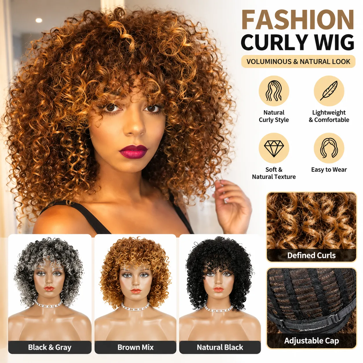 Exotic Style Heat-Resistant Synthetic Wig for Women - Multiple Colors