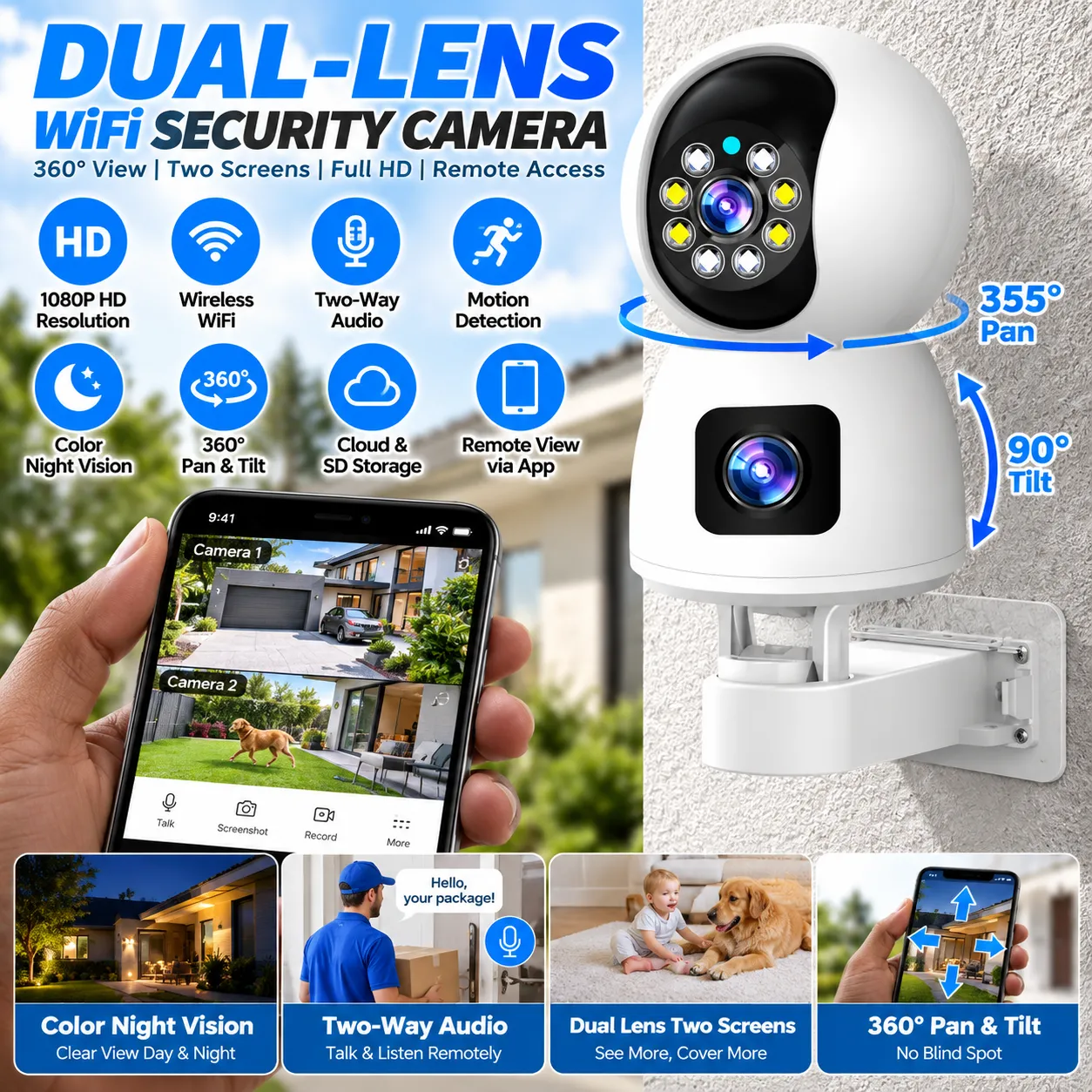 Compact Indoor Smart Network Camera with Two-Way Audio and Night Vision