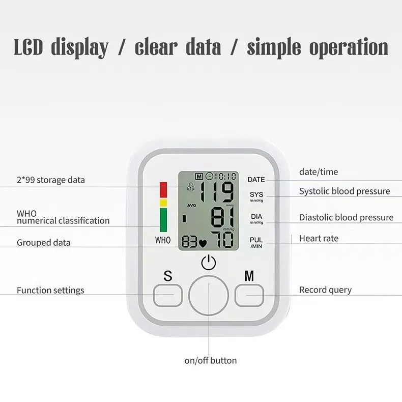 Digital Blood Pressure Monitor – Compact Home BP Machine with English Voice Option detail 1